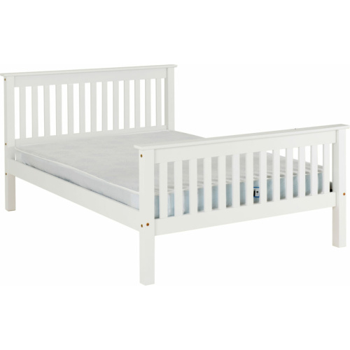 Monaco 4'6 White Bed High Foot End