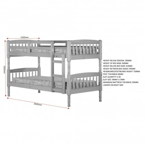 Albany Pine 3' Bunk Bed