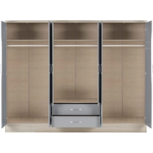 Nevada 6 Door Wardrobe Grey