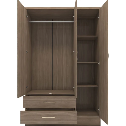 Nevada Rustic Oak 3 Door Mirrored Wardrobe