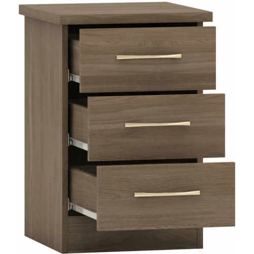 Nevada Rustic Oak 3 Drawer Bedside Cabinet