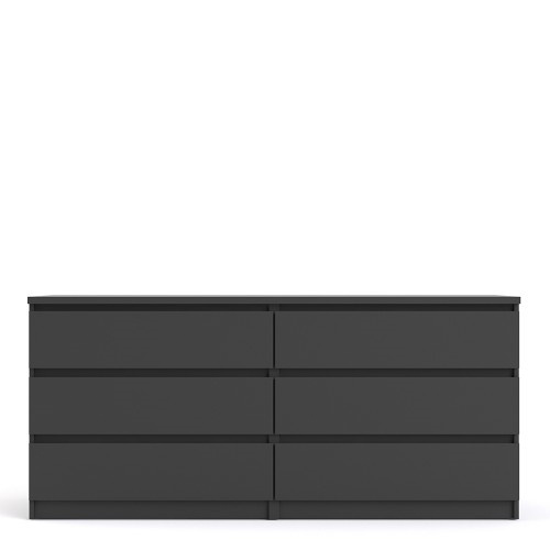 70271072gm Caia Wide Chest of 6 Drawers 6 in Black Matt IW Furniture