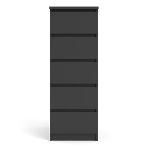 70271073gm Caia Narrow Chest of 5 Drawers in Black Matt - IW Furniture