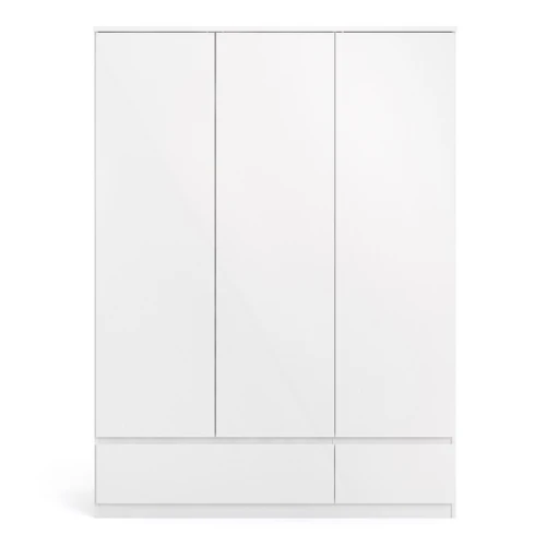 Caia Wardrobe with 3 doors 2 drawers in White High Gloss