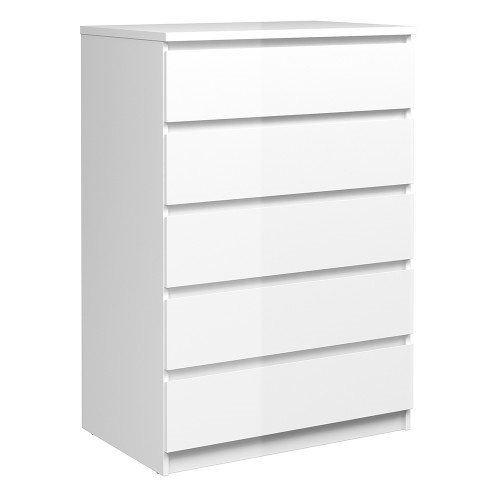 Caia White Gloss Chest of 5 Drawers