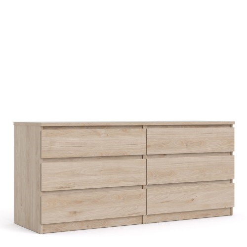 Caia Wide Chest of 6 Drawers Hickory