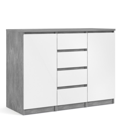 70276236gxuu Caia Sideboard 4 Drawers 2 Doors in Concrete and White High Gloss IWFurniture