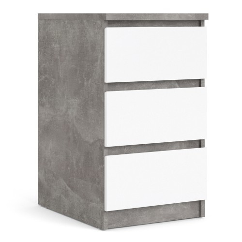70276237gxuu Caia Bedside 3 Drawers in Concrete and White High Gloss IWFurniture