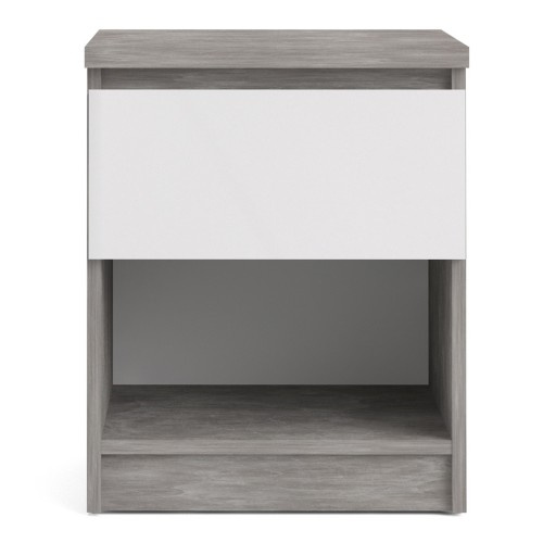 70276238gxuu Caia Bedside 1 Drawer 1 Shelf in Concrete and White High Gloss IWFurniture