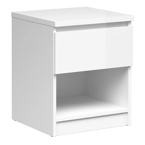 Caia White Gloss Bedside 1 Drawer 1 Shelf