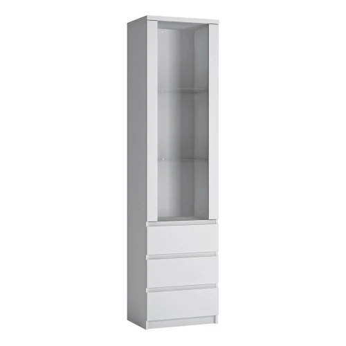 Ribo Tall narrow glazed display cabinet White