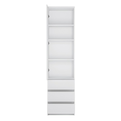 Ribo Tall narrow 1 door 3 drawer cupboard White
