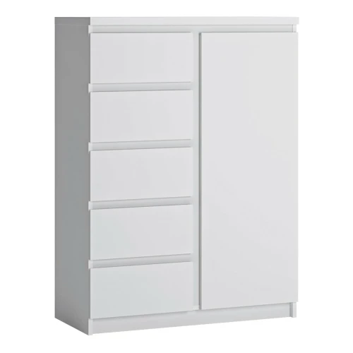 Ribo 1 door 5 drawer cabinet White