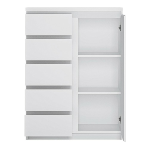 Ribo 1 door 5 drawer cabinet White