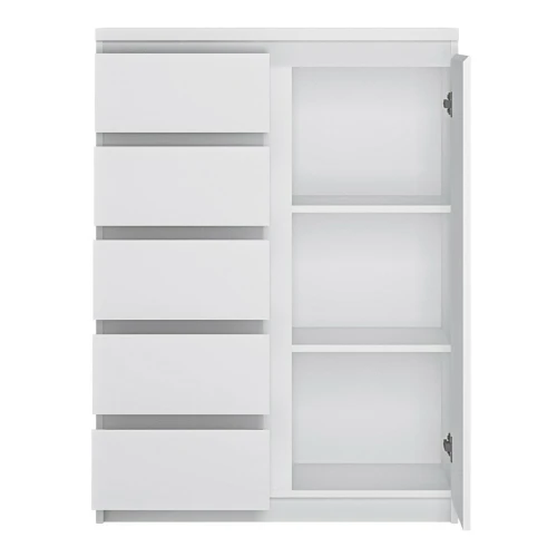 Ribo 1 door 5 drawer cabinet White