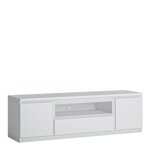 Ribo 2 door 1 drawer wide TV cabinet White