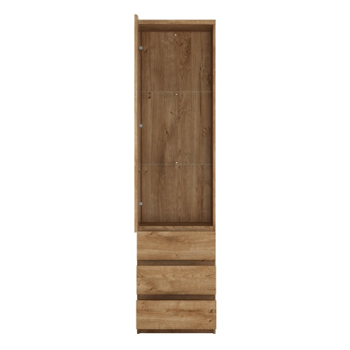 Ribo Tall narrow glazed cabinet Golden Oak