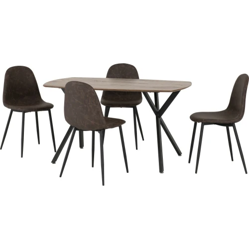 Athens Oak and Brown Faux Leather Round Dining Set