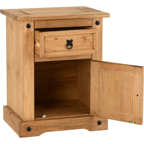 Corona Pine 1 Drawer 1 Door Bedside Cabinet