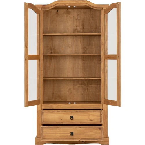 Corona Pine 2 Door 2 Drawer Glass Display Unit