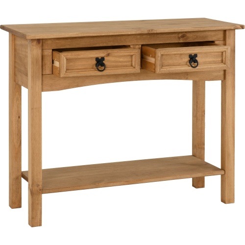 Corona Pine 2 Drawer Console Table With Shelf