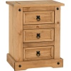 Corona Pine 3 Drawer Bedside Chest