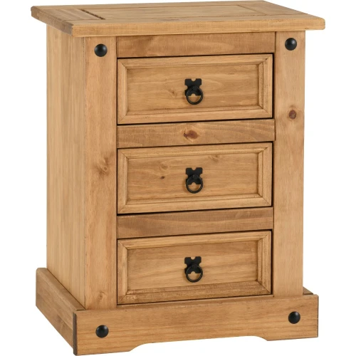 Corona Pine 3 Drawer Bedside Chest