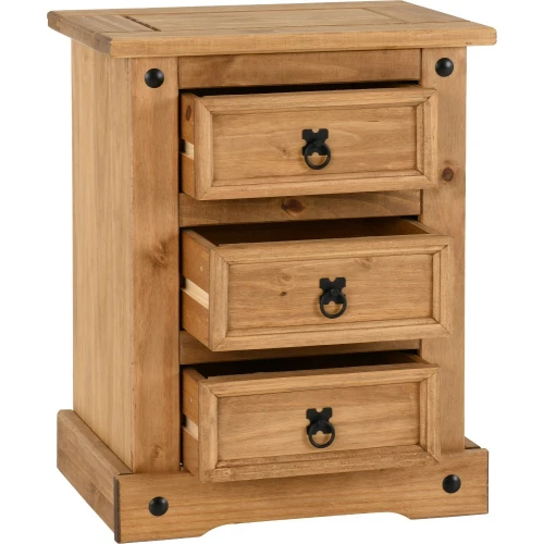 Corona Pine 3 Drawer Bedside Chest