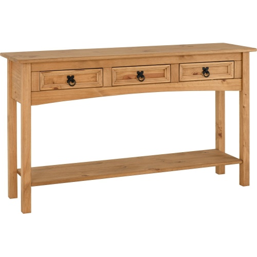 Corona Pine 3 Drawer Console Table With Shelf