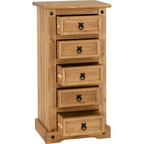 Corona Pine 5 Drawer Narrow Chest