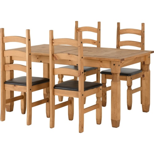Corona Pine Extending Dining Set 4 Chairs B