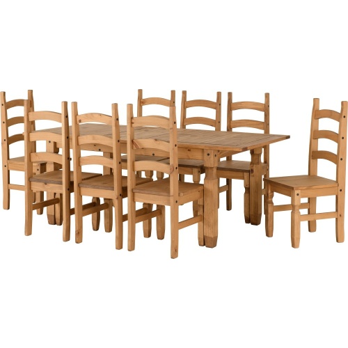 Corona Pine Extending Dining Set 8 Chairs