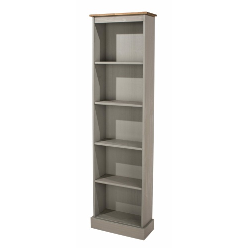 Corona Washed Grey tall narrow bookcase