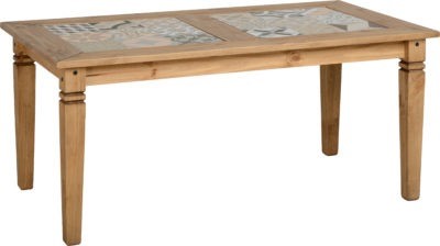 Salvador Distressed Waxed Pine Tile Top Dining Table