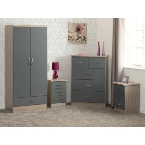 Nevada 2 Door Grey Wardrobe Bedroom Set