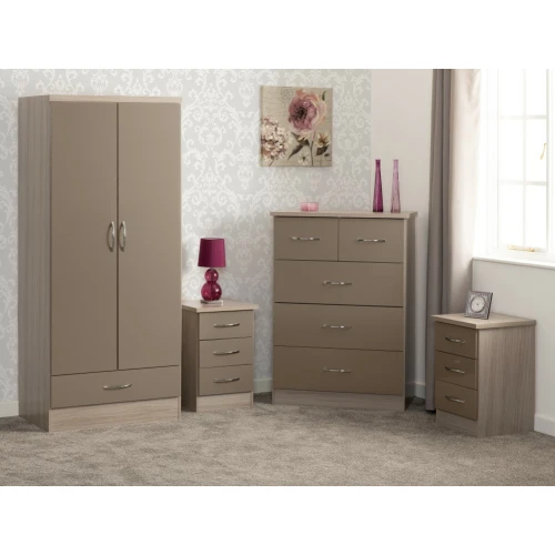 Nevada 2 Door Oyster Wardrobe Bedroom Set