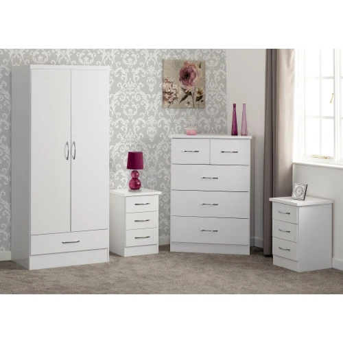 Nevada White 2 Door Wardrobe Bedroom Set