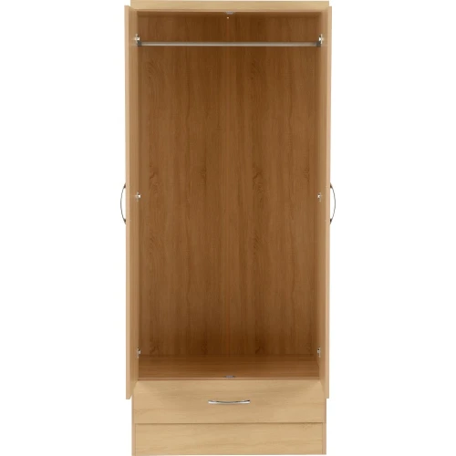 Nevada Sonoma Oak 2 Door 1 Drawer Wardrobe