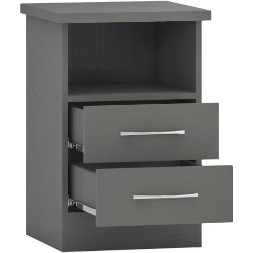 Nevada 3D Grey 2 Drawer Bedside Cabinet