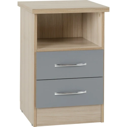 Nevada 2 Drawer Bedside Cabinet Grey