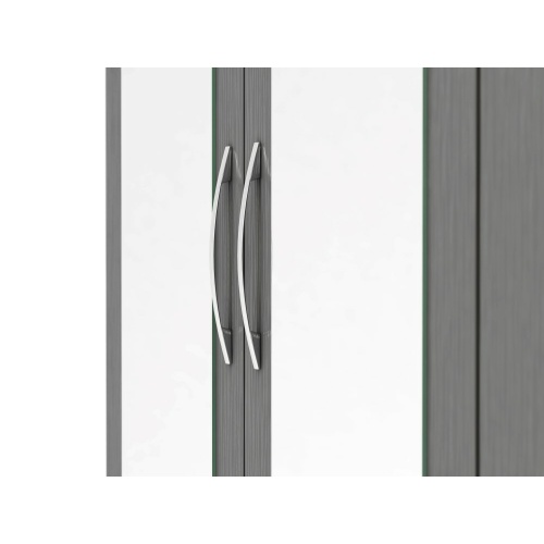 Nevada 3D Grey 3 Door 2 Drawer Mirrored Wardrobe