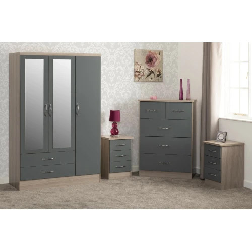 Nevada Grey 3 Door Wardrobe Bedroom Set