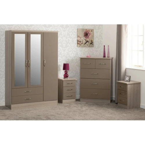 Nevada Oyster 3 Door Wardrobe Bedroom Set