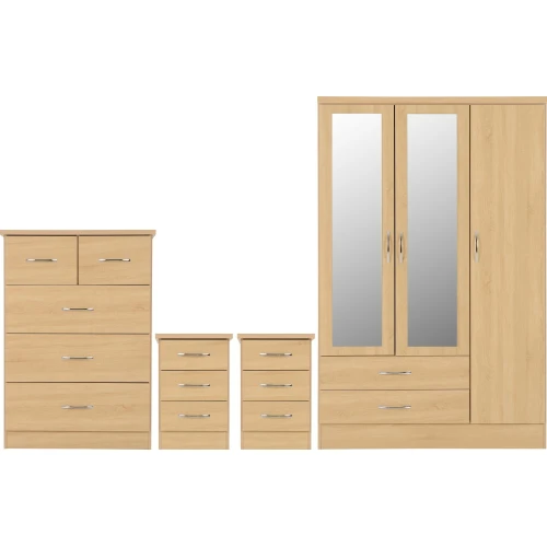 Nevada 3 Door Wardrobe Bedroom Set Sonoma