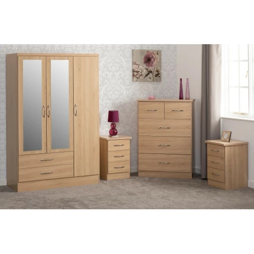 Nevada Sonoma Oak 3 Door Wardrobe Bedroom Set