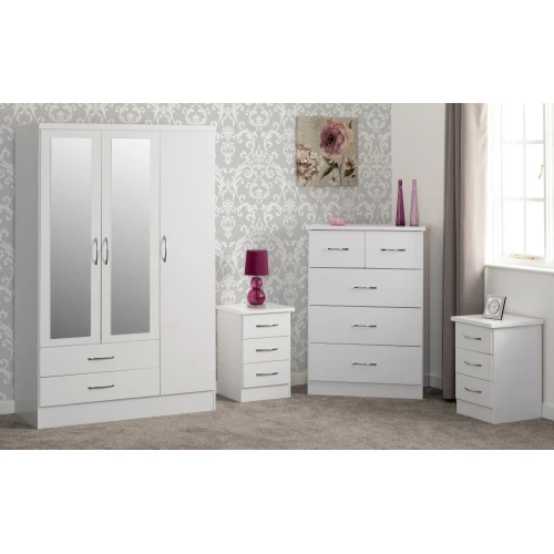 Nevada White 3 Door Wardrobe Bedroom Set