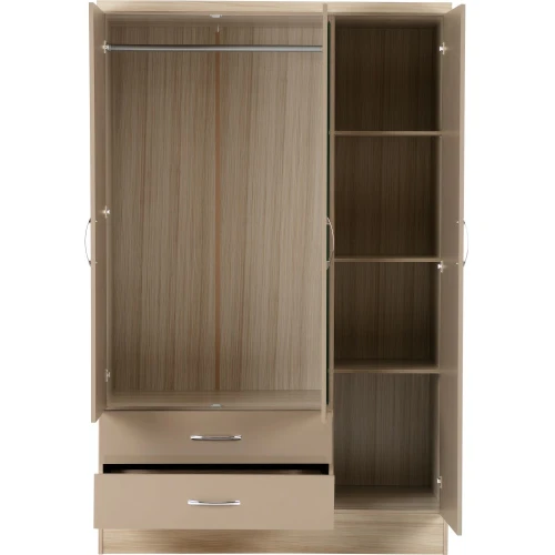 Nevada Oyster Gloss 3 Door Mirrored Wardrobe