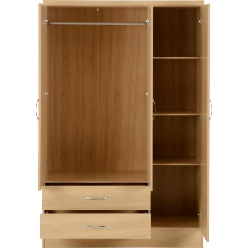 Nevada Sonoma Oak 3 Door Mirrored Wardrobe