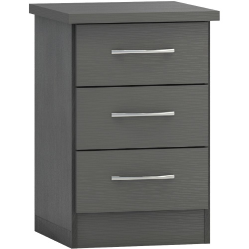 Nevada 3D Grey 3 Drawer Bedside Cabinet