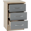 Nevada Grey Gloss 3 Drawer Bedside Cabinet